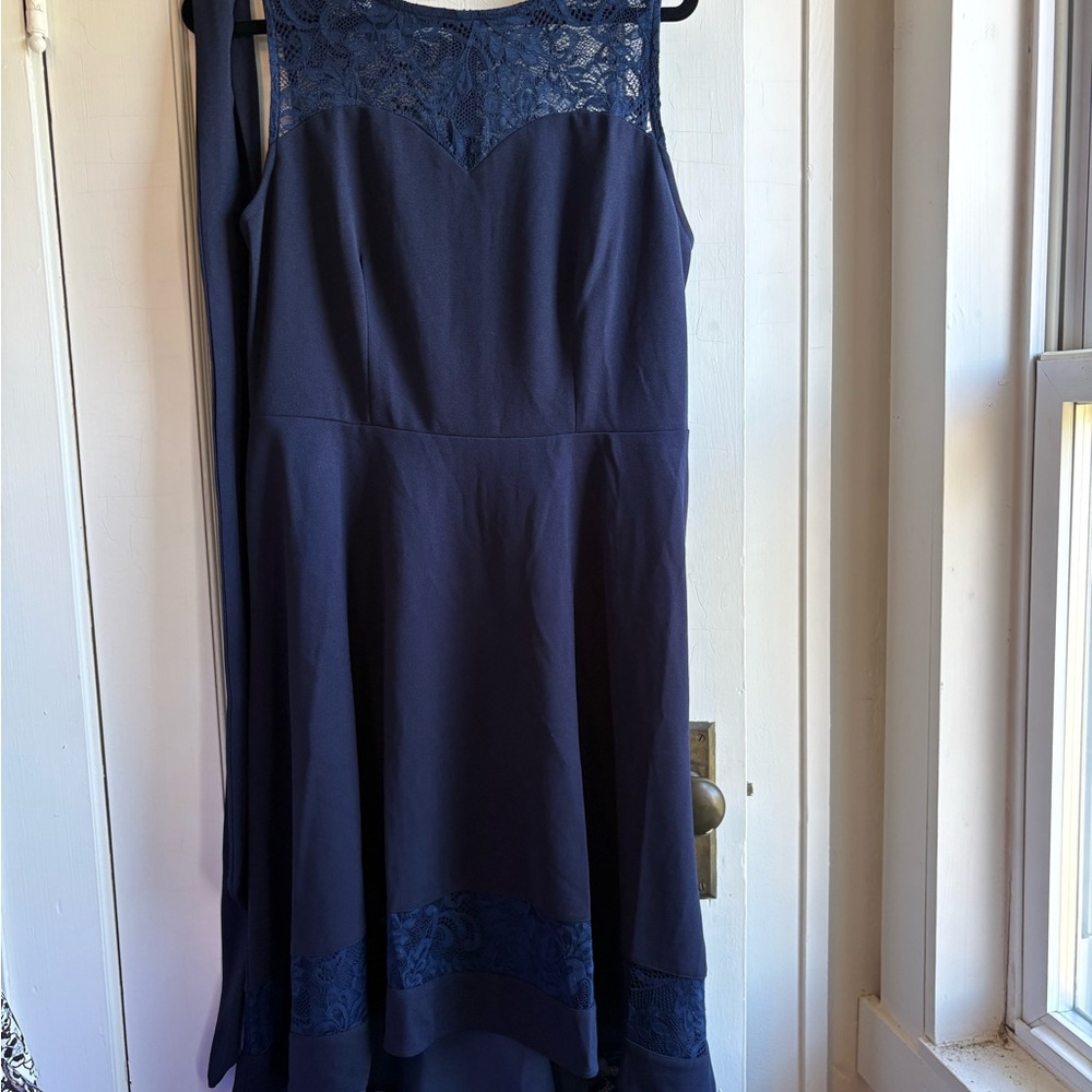 Elegant Navy High Low Dress
